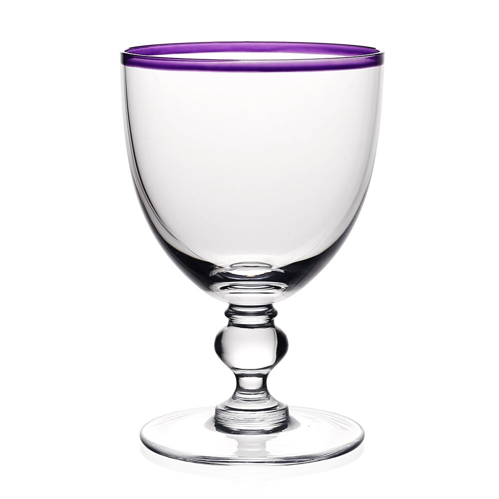 William Yeoward Siena Water Glass Amethyst in Amethyst, handmade crystal, on a white background