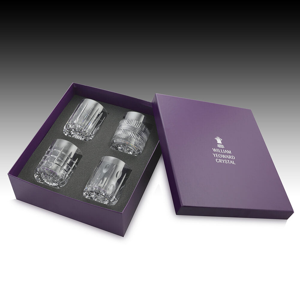 William Yeoward Skye Gift Set of 4 Whisky Tumblers, handmade crystal, detail view