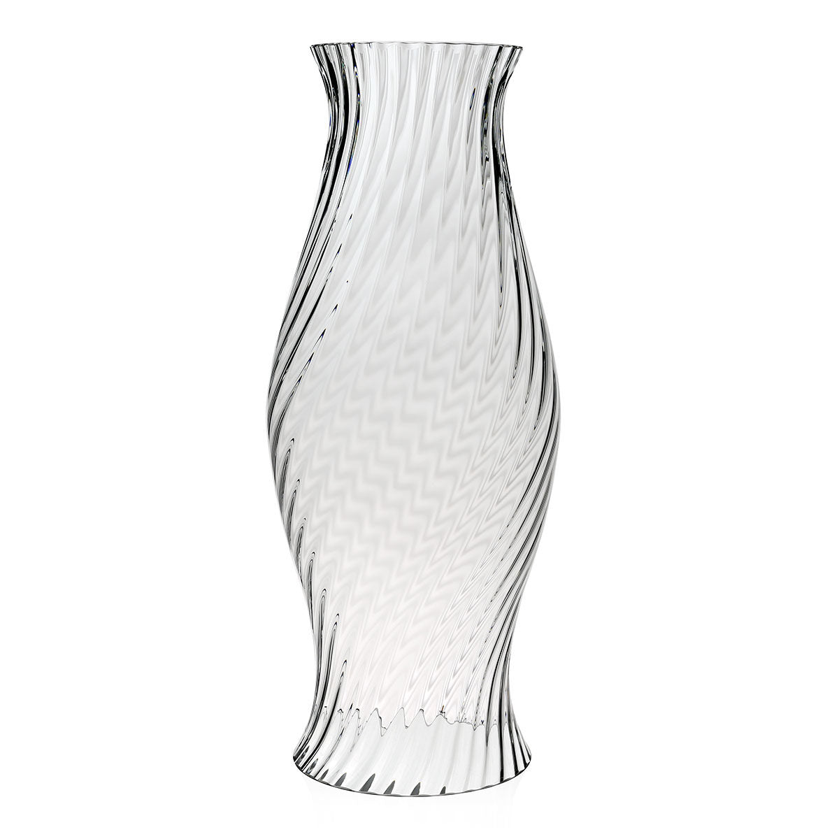 William Yeoward Spiral Hurricane, handmade crystal, on a white background