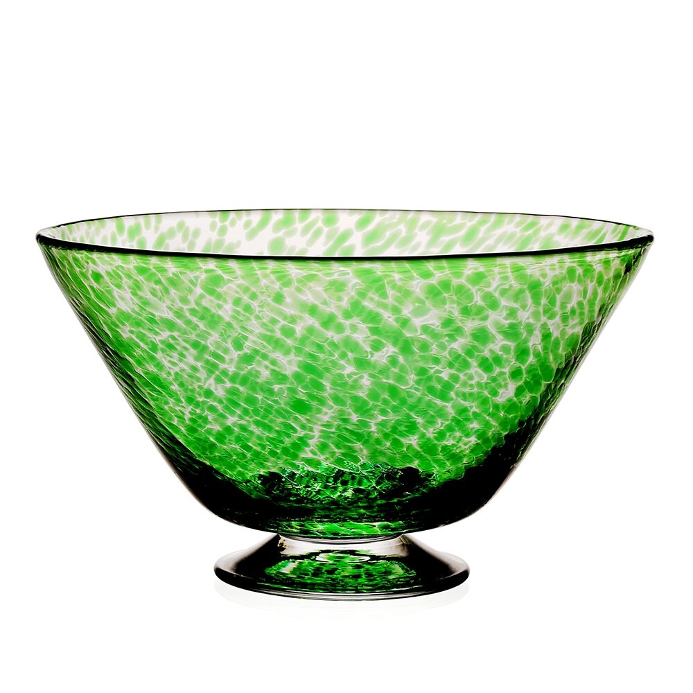 William Yeoward Vanessa Bowl Forest Green in Forest Green, handmade crystal, on a white background