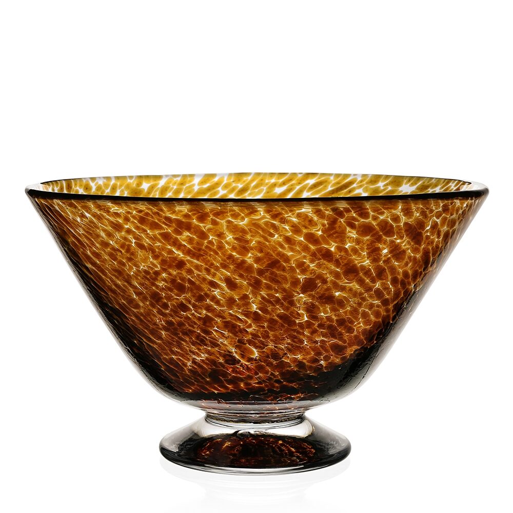 William Yeoward Vanessa Bowl Tortoise in Tortoise, handmade crystal, on a white background