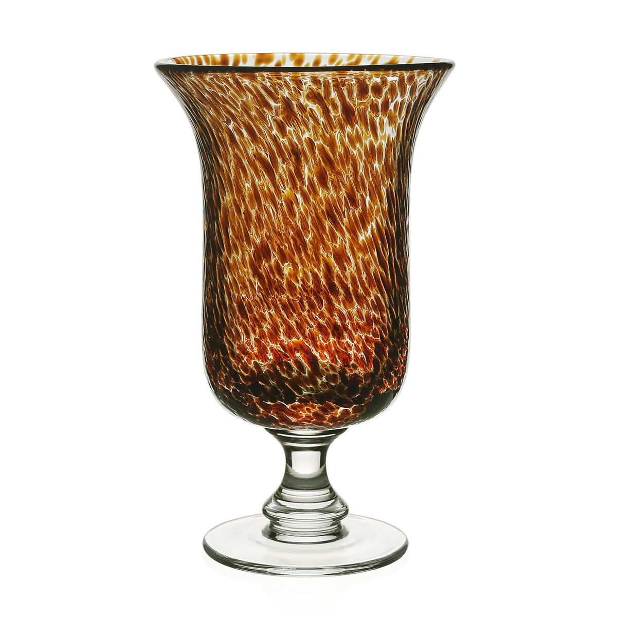 William Yeoward Vanessa Footed Flower Vase Tortoise 10" / 25.5cm, handmade crystal, on a white background