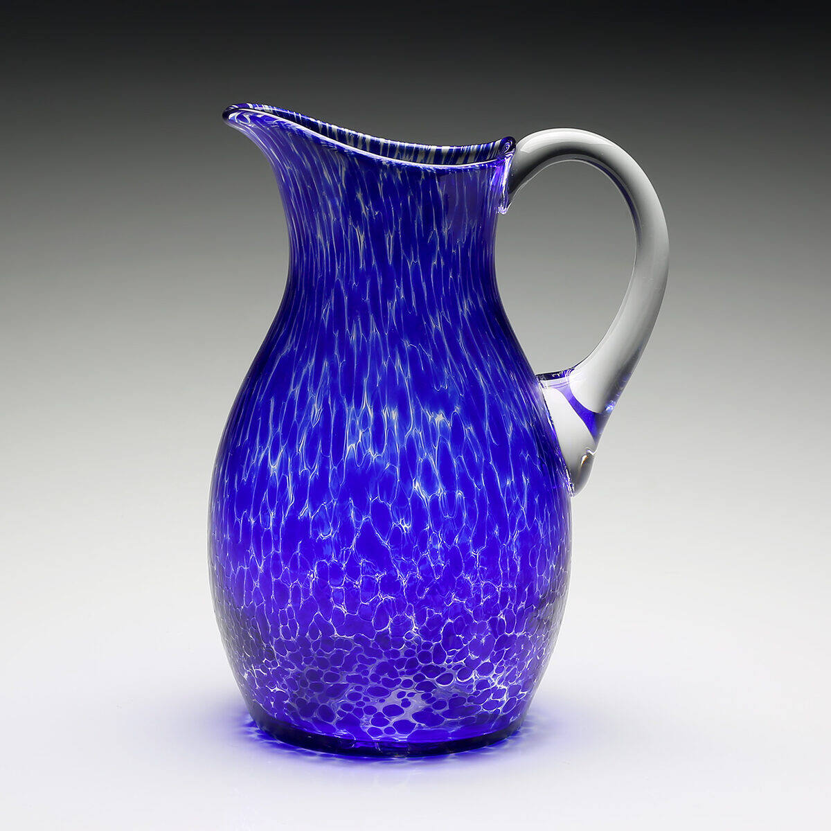 William Yeoward Vanessa Pitcher Sicilian Blue 3 pint/ 1800ml in Sicilian Blue, handmade crystal, detail view