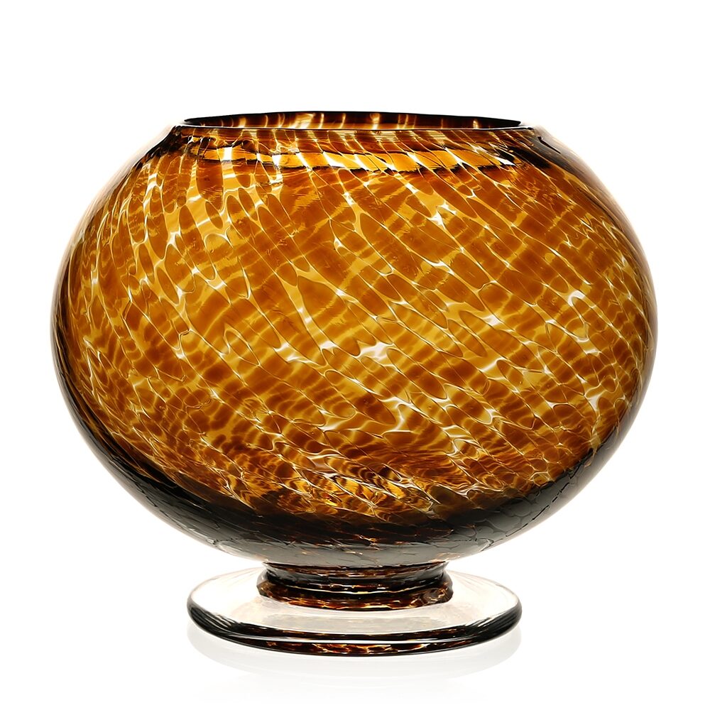 William Yeoward Vanessa Rose Bowl Tortoise 7" / 180mm, handmade crystal, on a white background