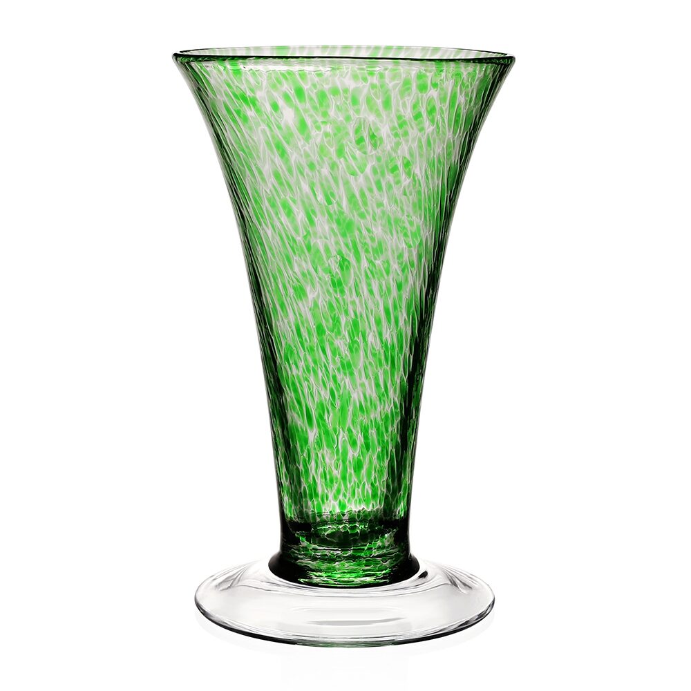 William Yeoward Vanessa Vase Forest Green 11" / 28cm in Forest Green, handmade crystal, on a white background