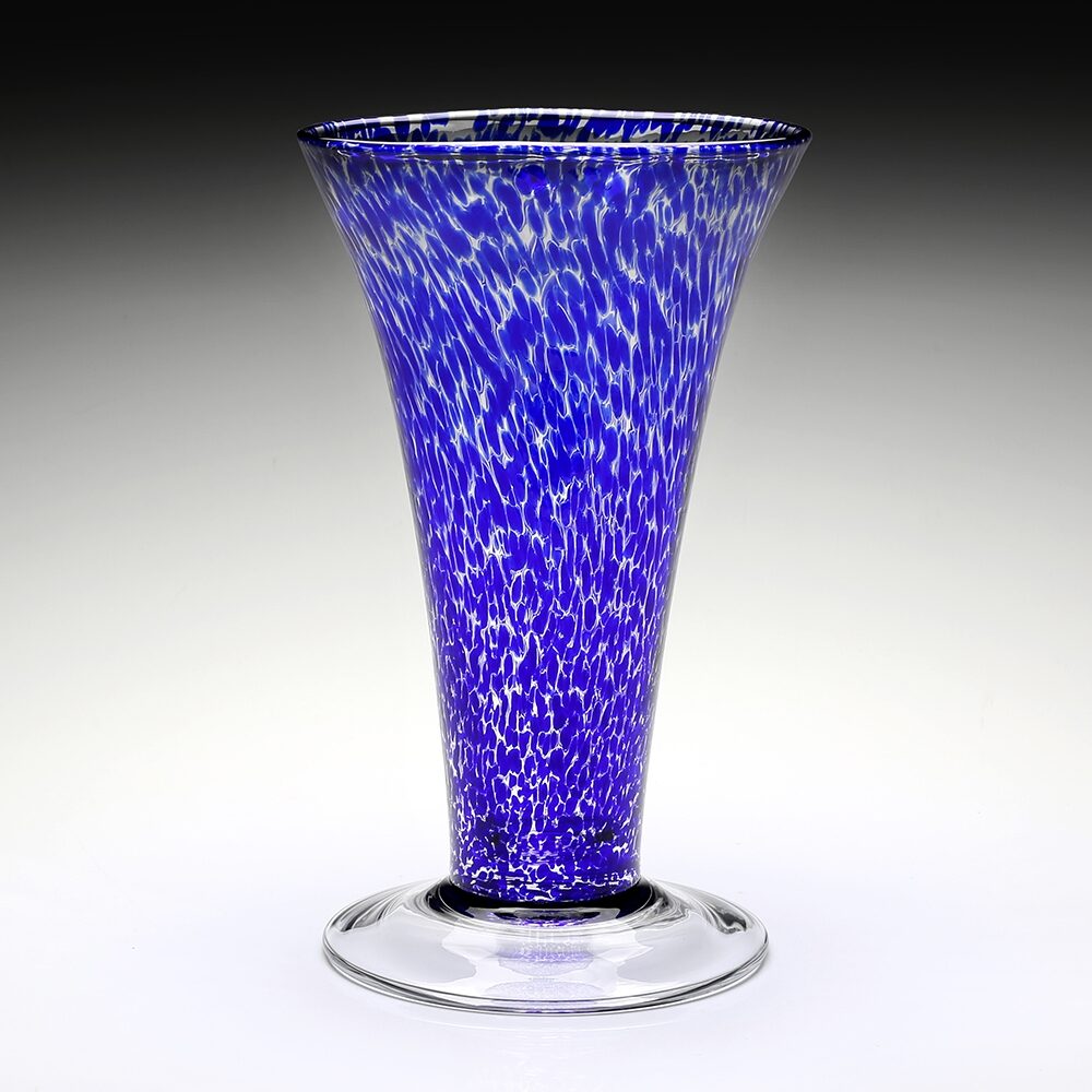 William Yeoward Vanessa Vase Sicilian Blue 11" / 28cm in Sicilian Blue, handmade crystal, detail view