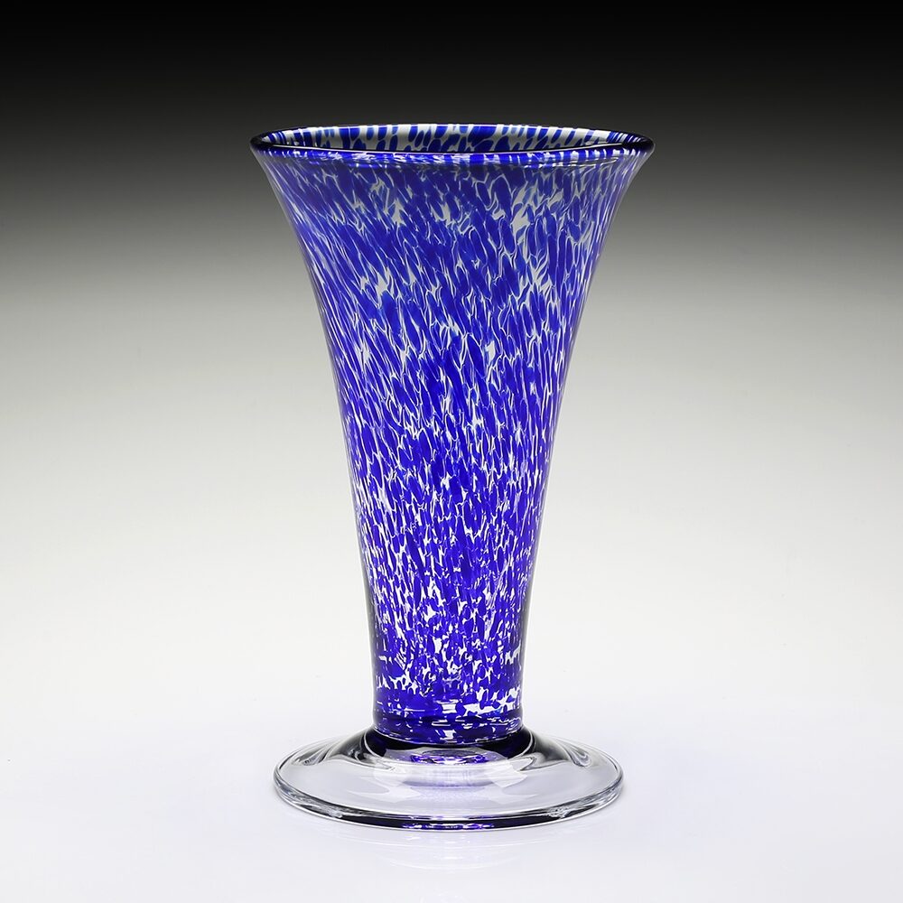 William Yeoward Vanessa Vase Sicilian Blue 9" / 23cm in Sicilian Blue, handmade crystal, detail view