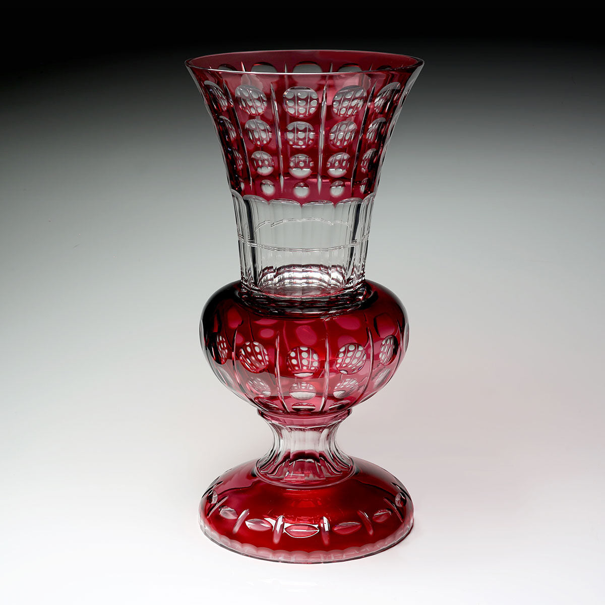 William Yeoward Xenia Rose Vase in Rose, handmade crystal, on a white background