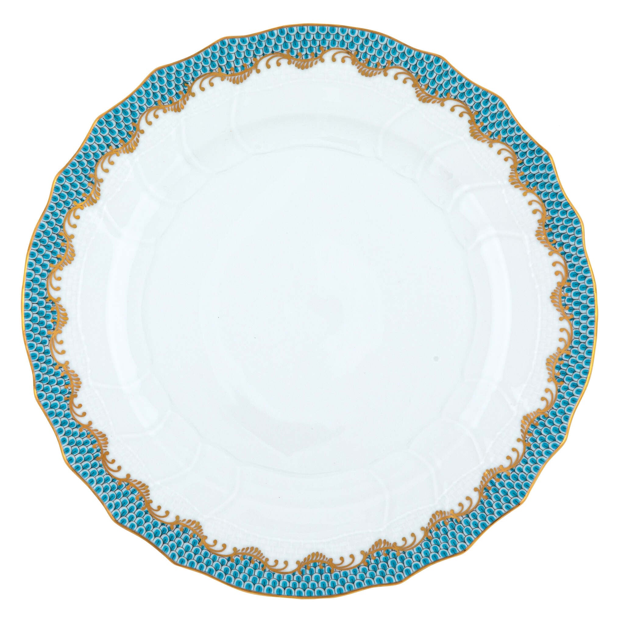 Herend Fish Scale Turquoise dinner plate