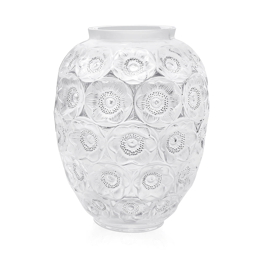 Lalique Anemones Grand Vase on a white background