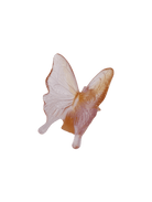 Daum Butterfly Sculpture in Amber pink, handcrafted Daum crystal