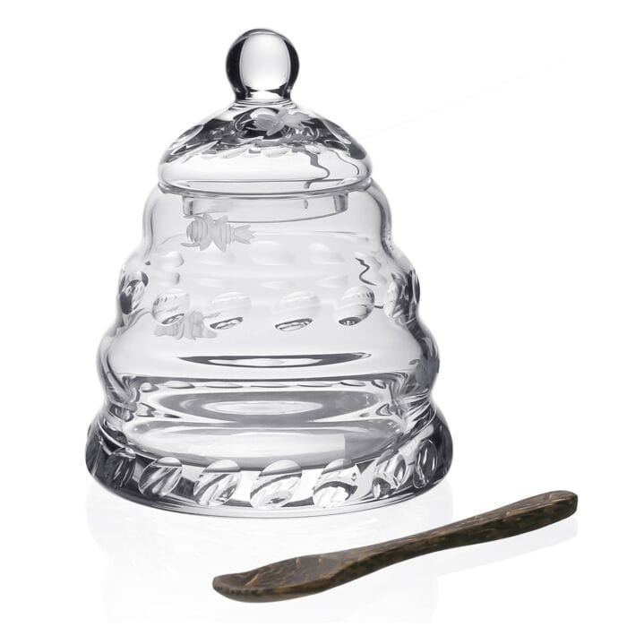 William Yeoward crystal Buzzy Honey jar with wooden spoon