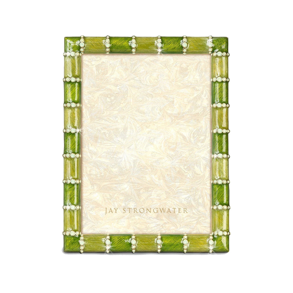 Jay Strongwater Pierced Striped frame in green, size 5x7" 