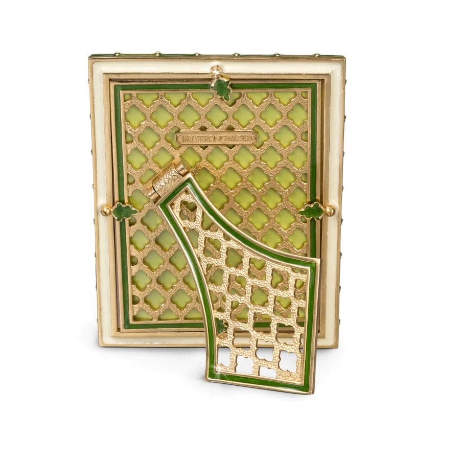 Jay Strongwater Pierced Striped frame in green, size 5x7", view from the back