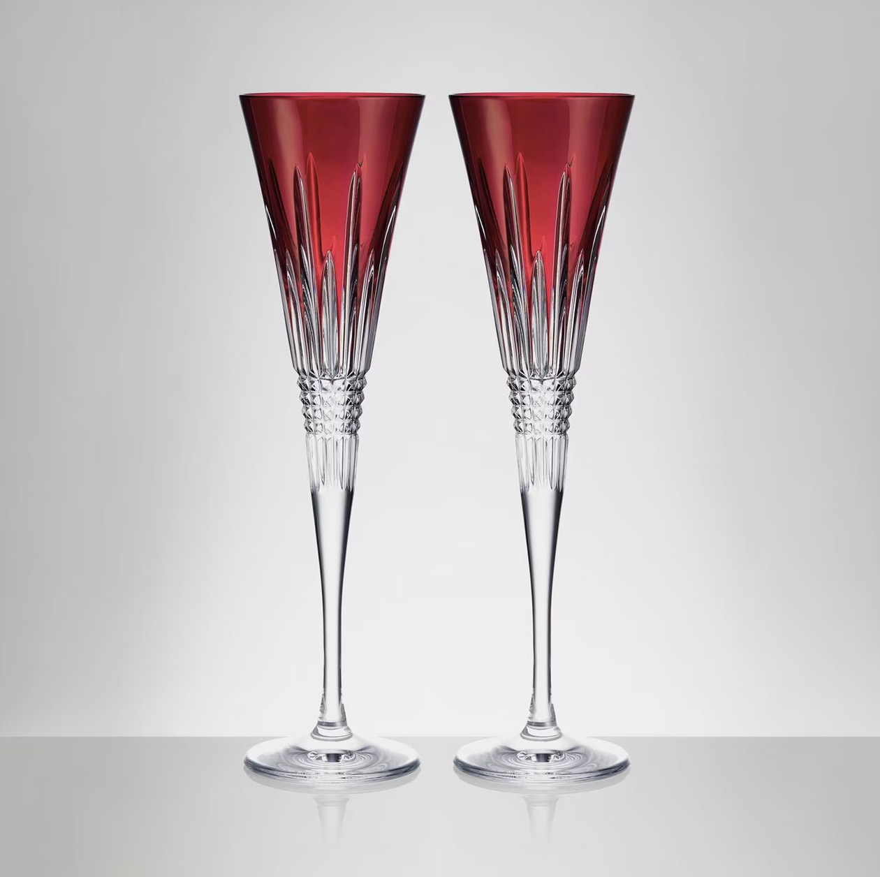 Waterford New Year Celebration Flute Red, Pair