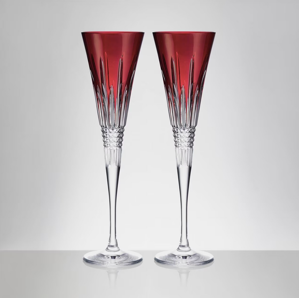 Waterford New Year Celebration Flute Red, Pair