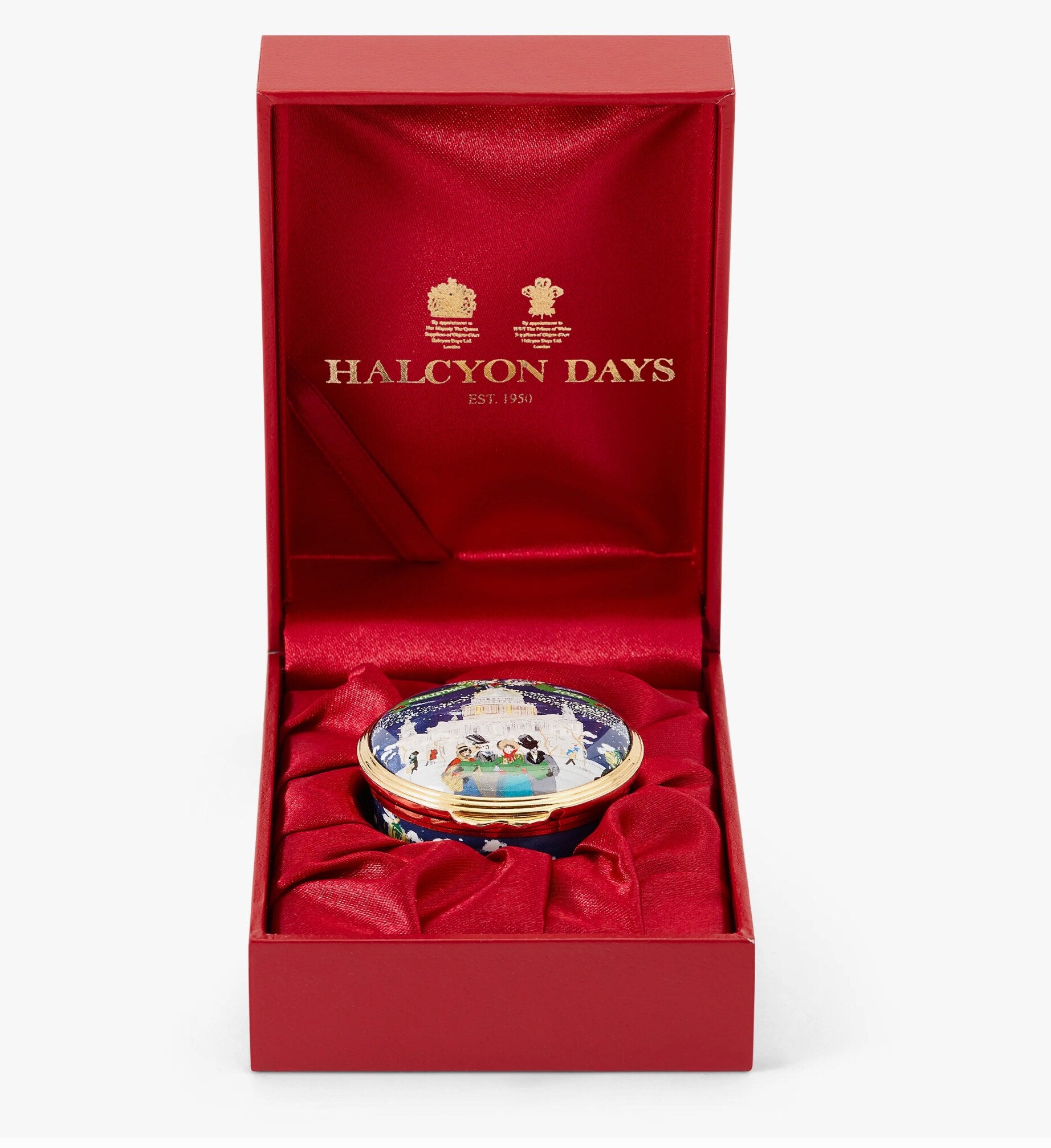 The Halcyon Days 2024 Christmas Box  in a red gift box