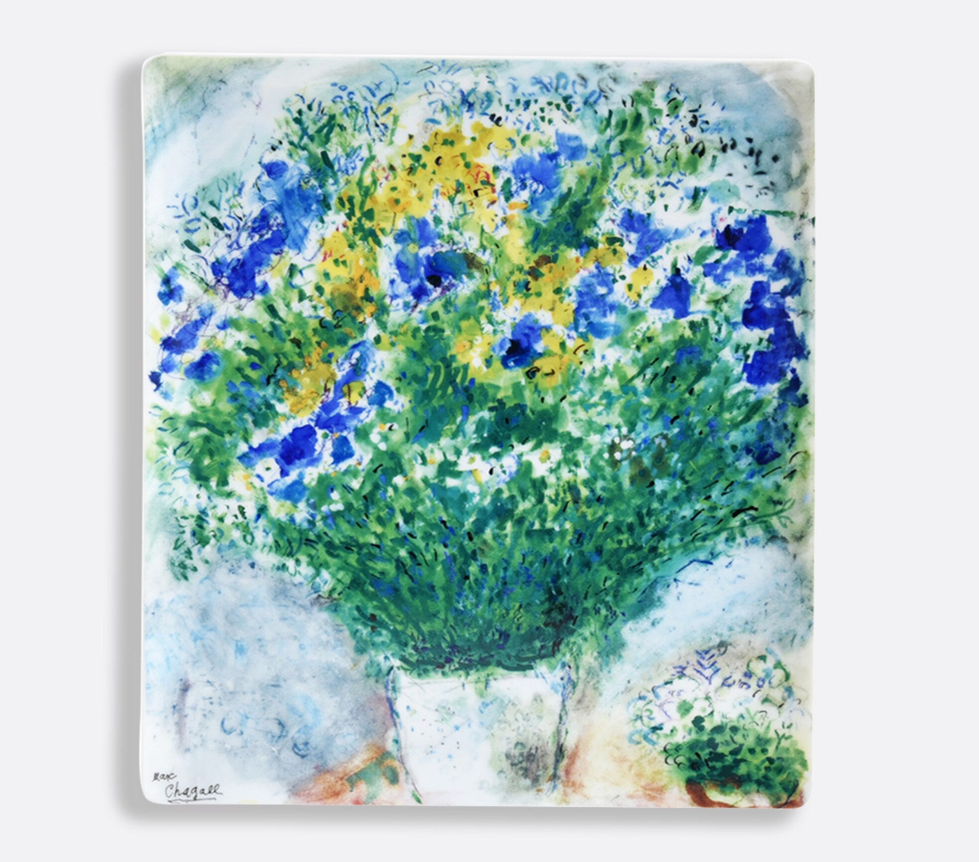 Bernardaud Les Bouquet De Fleurs By Marc Chagall Rectangular tray 10.9" x 9"