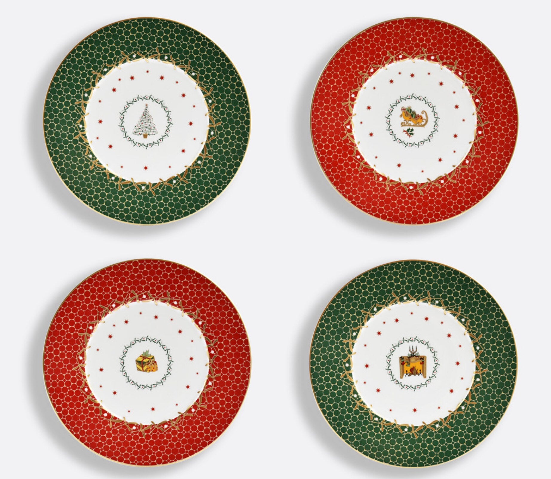 Bernardaud Noël Assorted Dessert/Salad Plates, set of 4
