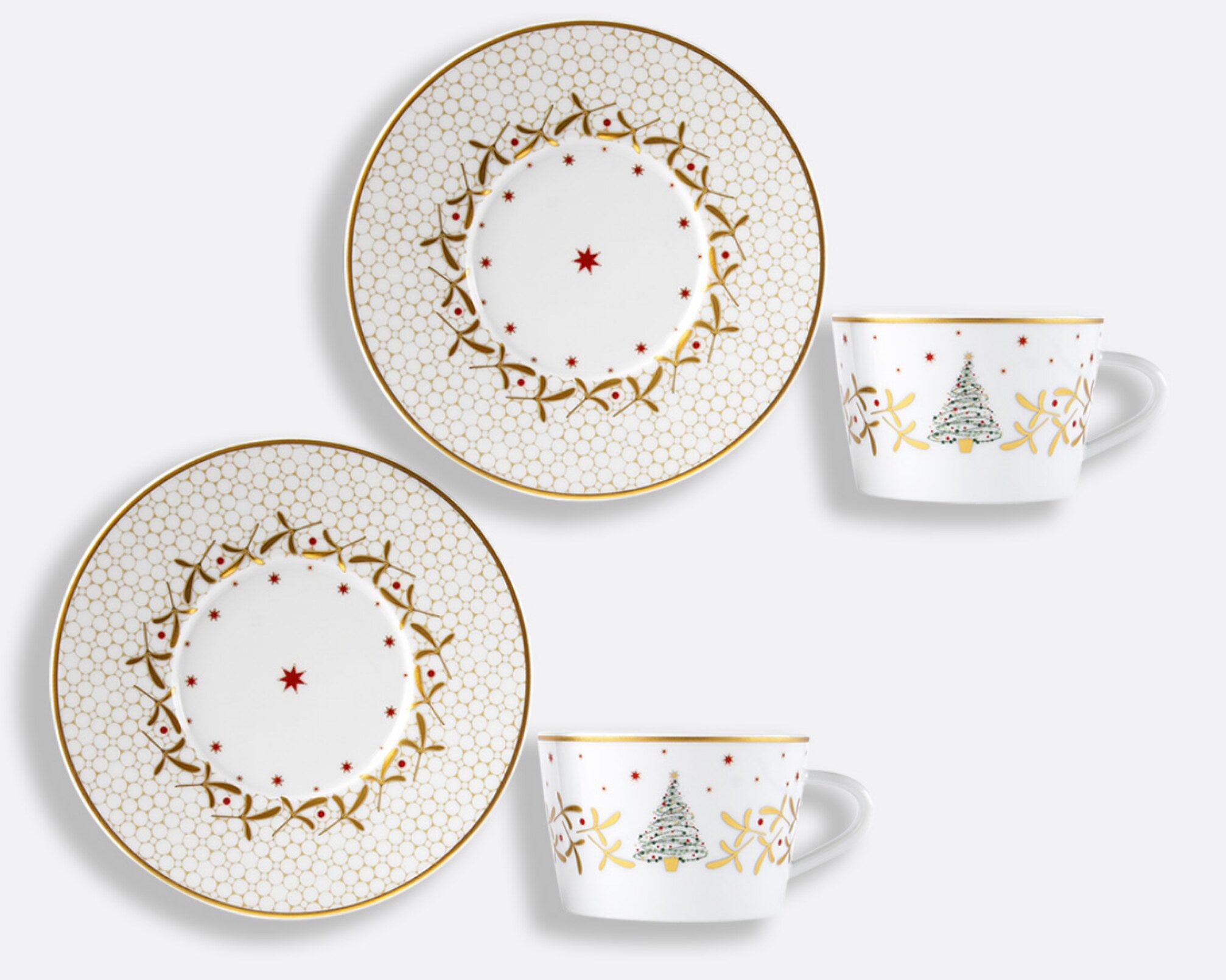 Bernardaud Noël Tea Cup and Saucer, set of 4 — view 2