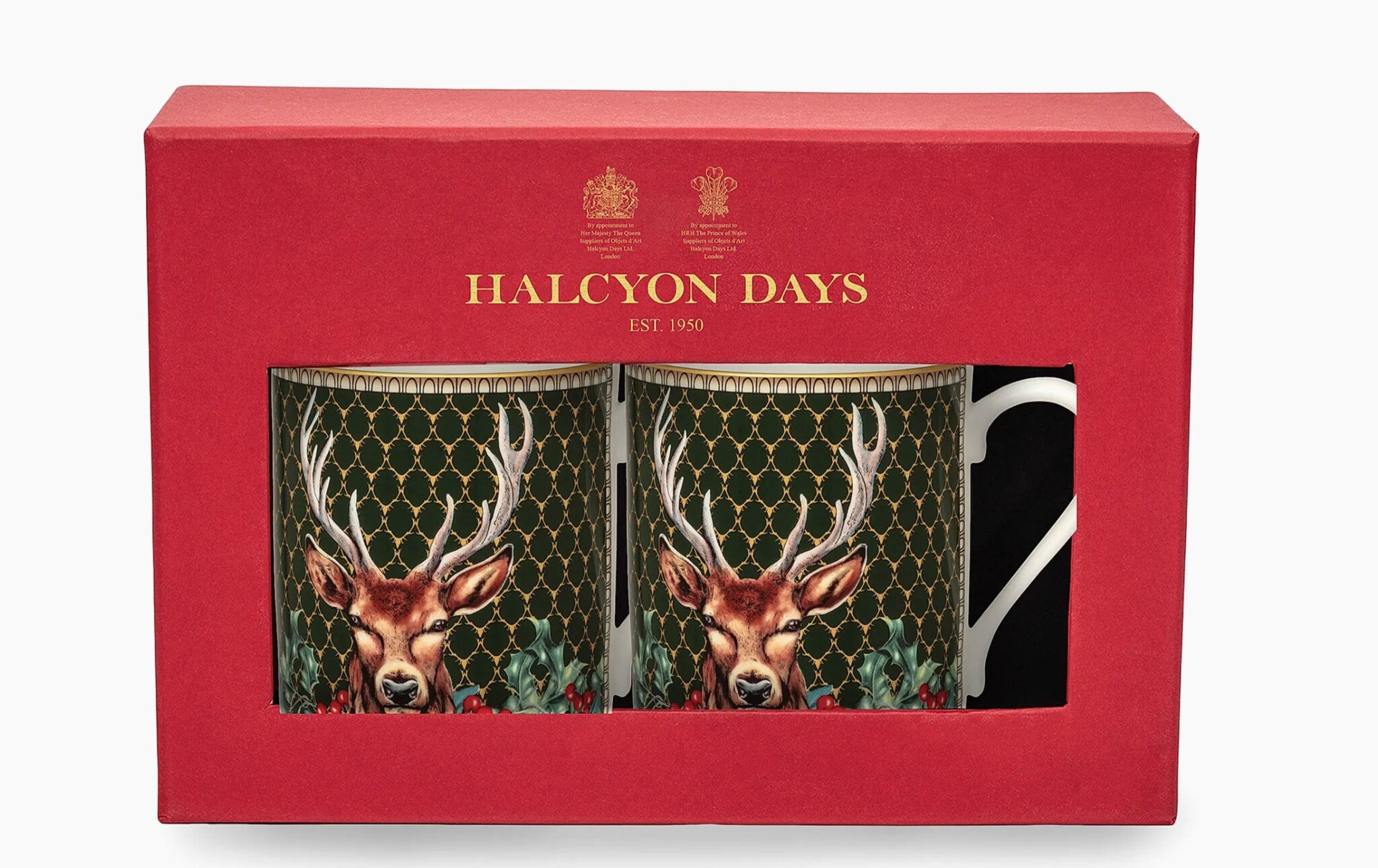 Halcyon Days Antler Trellis Green & Stag Mugs, Set of 2 — view 2