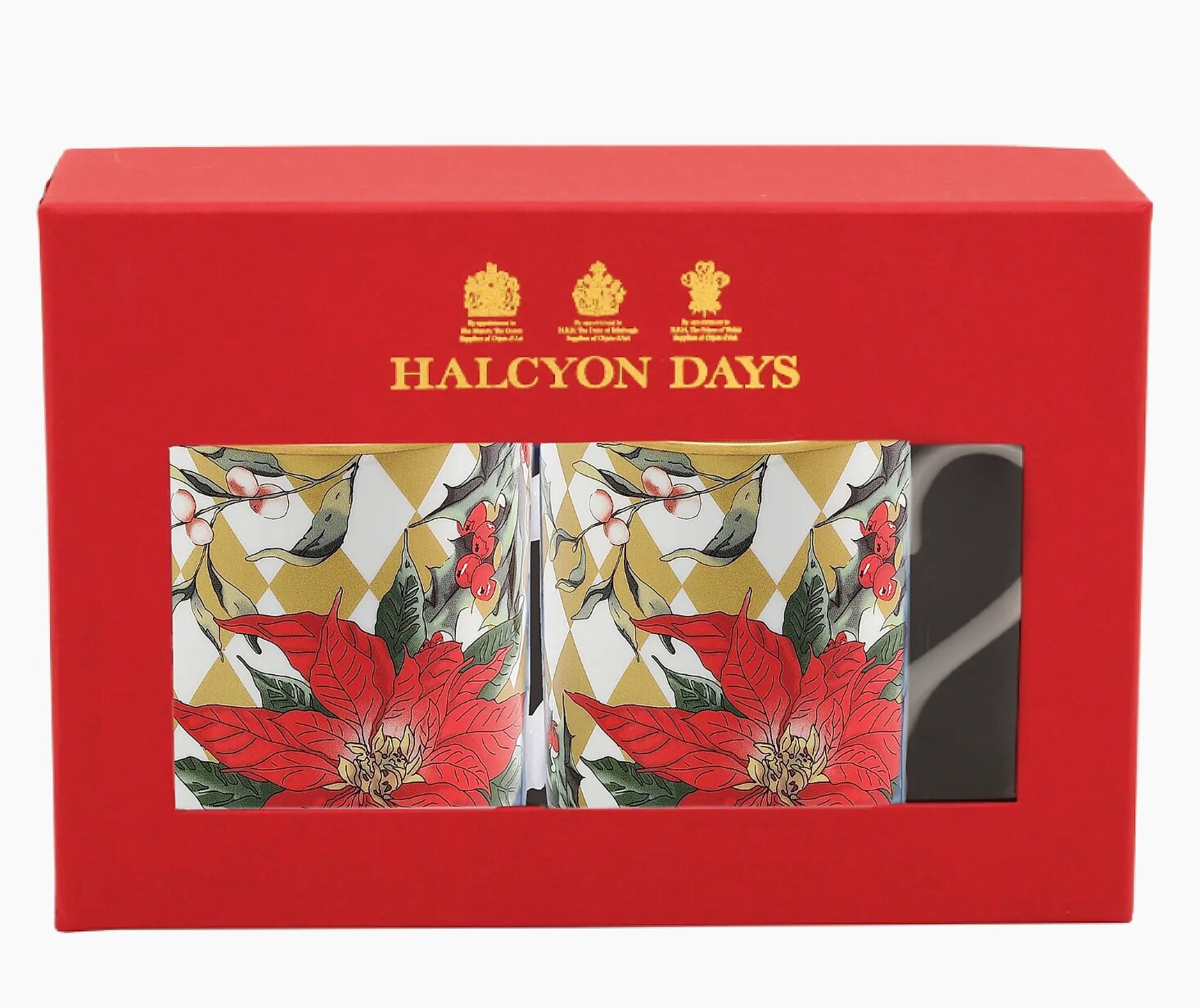 Halcyon Days Parterre Gold with Poinsettia Mugs, Set of 2 — view 2