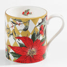 Halcyon Days Parterre Gold with Poinsettia Mugs, Set of 2