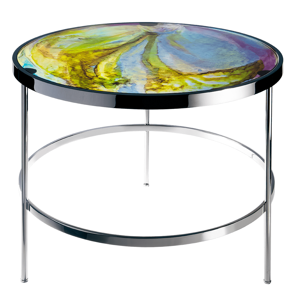 Daum Imprévisible Side Table Aqua, handcrafted Daum crystal