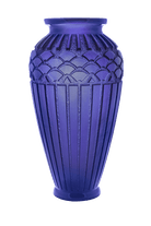 Daum Rythmes Large Vase in Blue, handcrafted Daum crystal