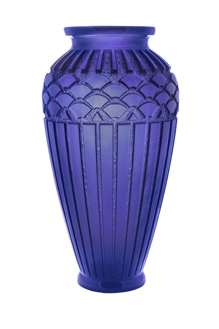 Daum Rythmes Large Vase in Blue, handcrafted Daum crystal