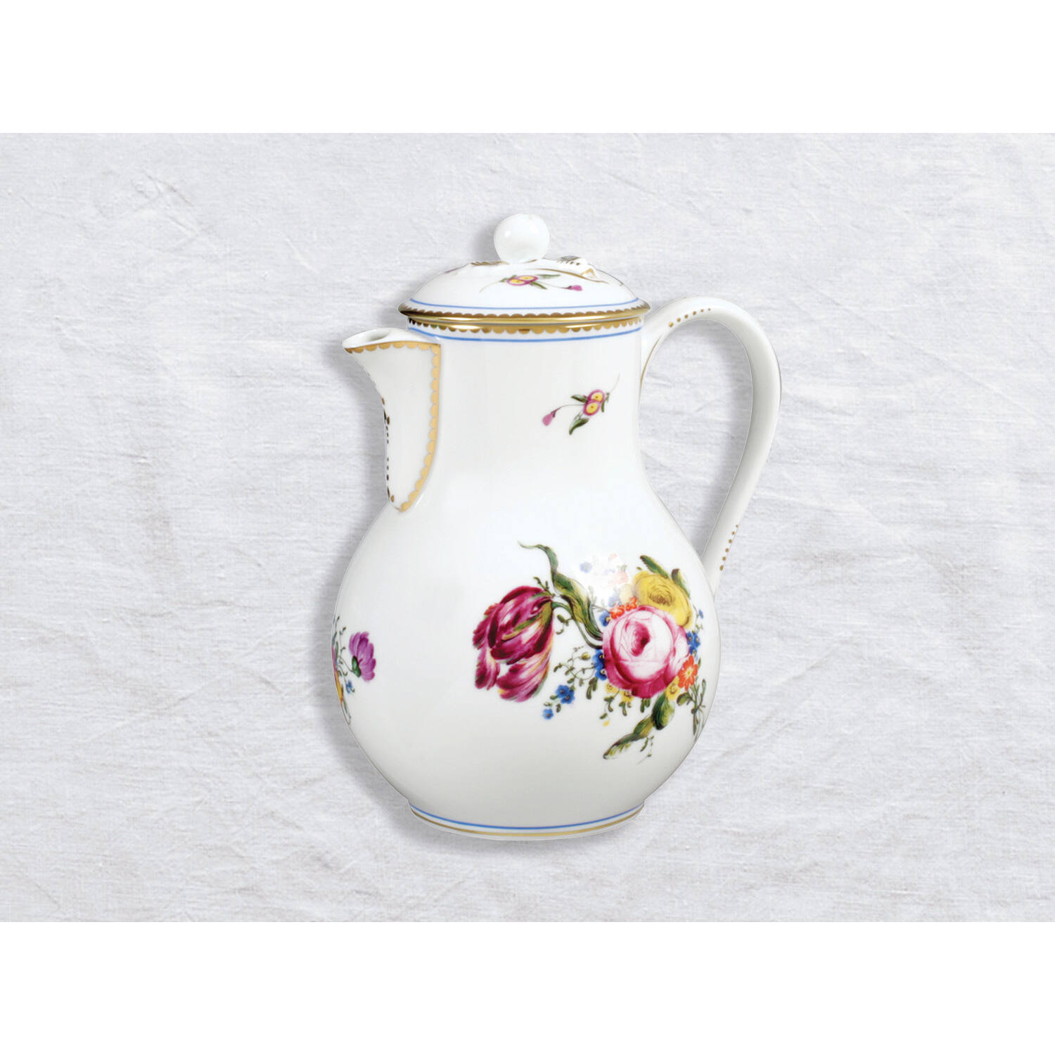 Bernardaud Coffee pot 37 oz, Limoges porcelain, A la Reine collection, on a white background