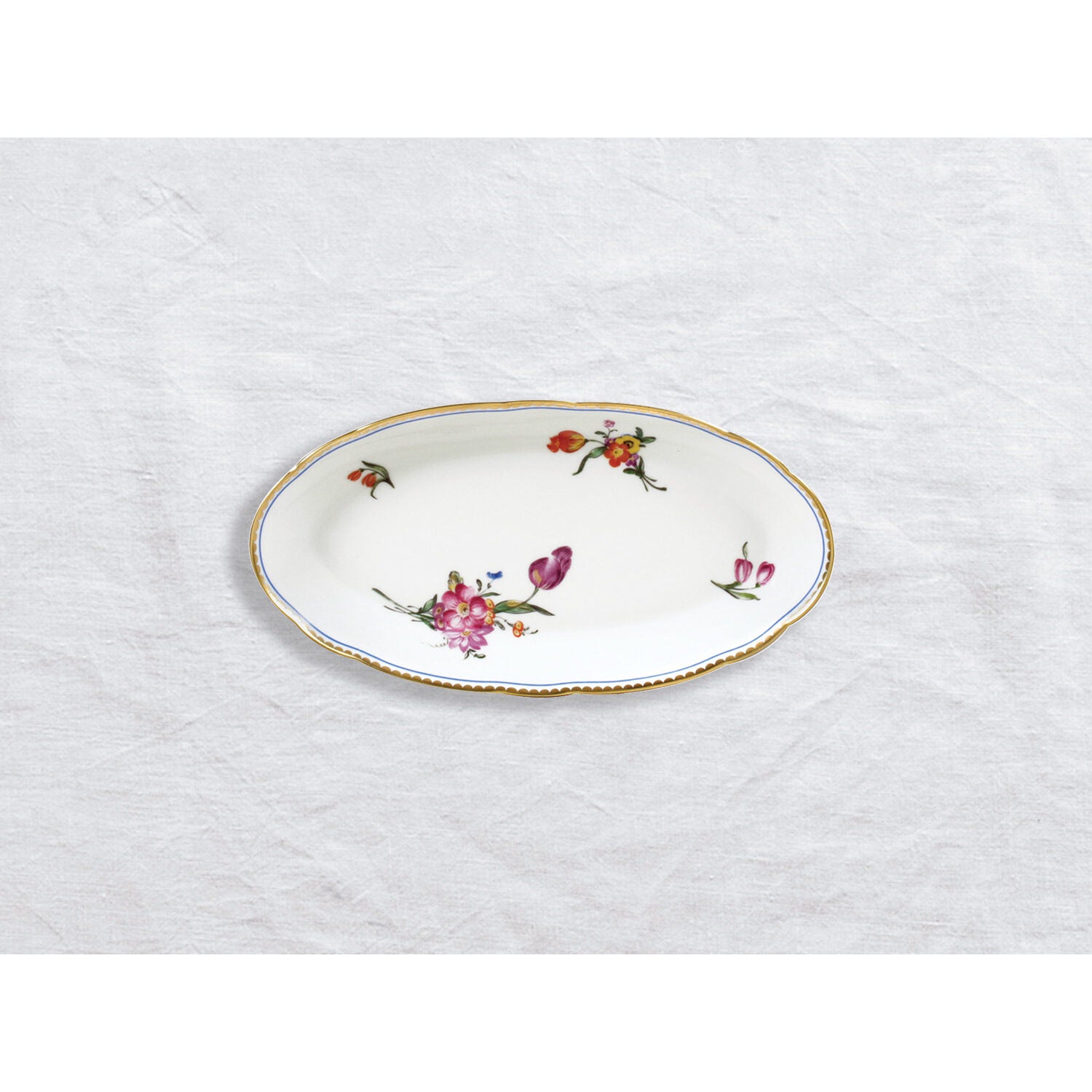 Bernardaud Relish dish 9" x 5", Limoges porcelain, A la Reine collection, on a white background