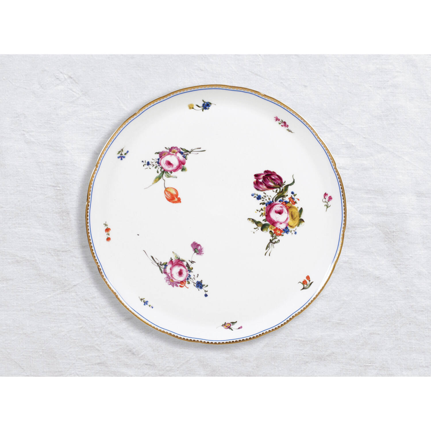 Bernardaud Round tart platter 13", Limoges porcelain, A la Reine collection, on a white background