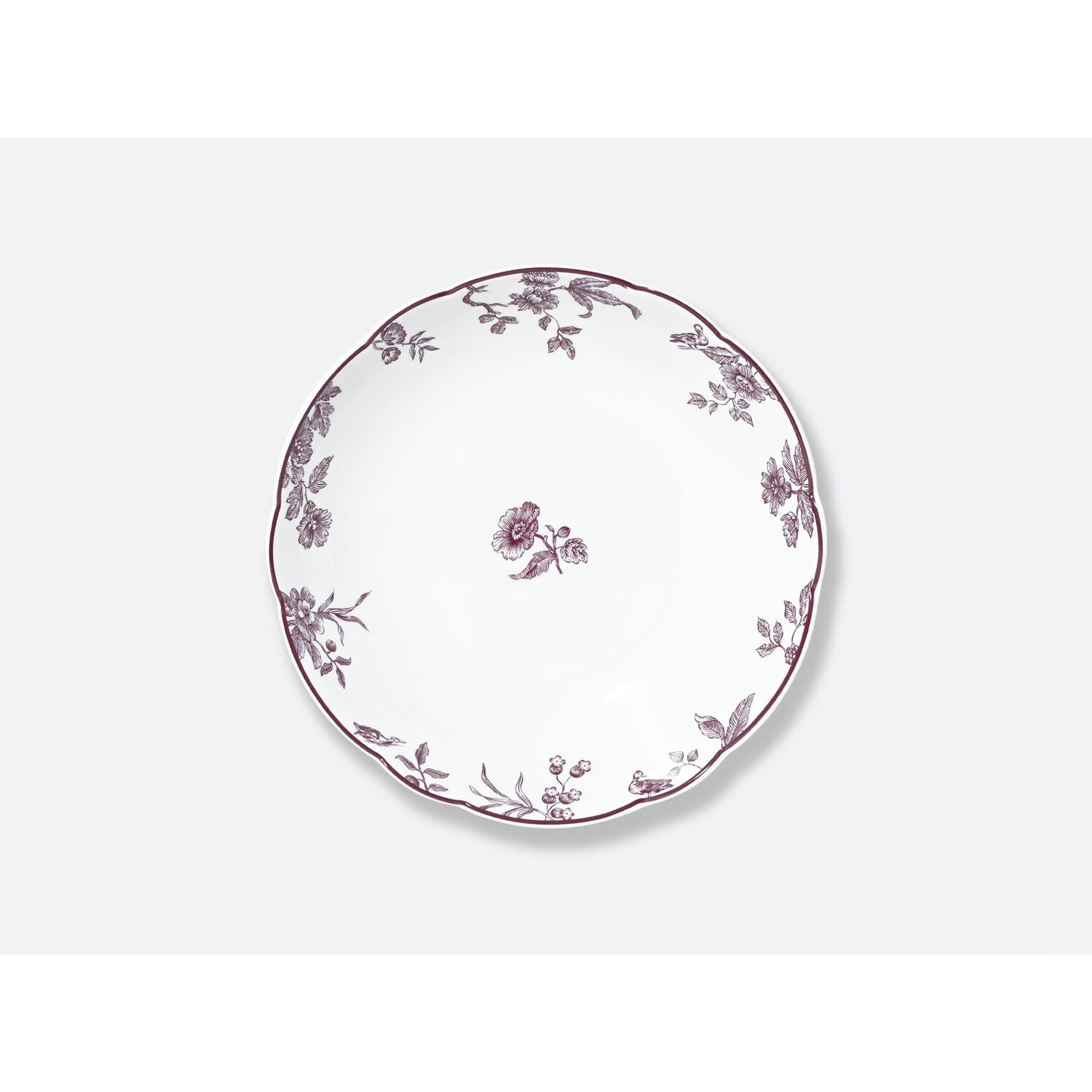Bernardaud Coupe soup 7.5" Albertine Prune, Limoges porcelain, Albertine Plum collection, on a white background