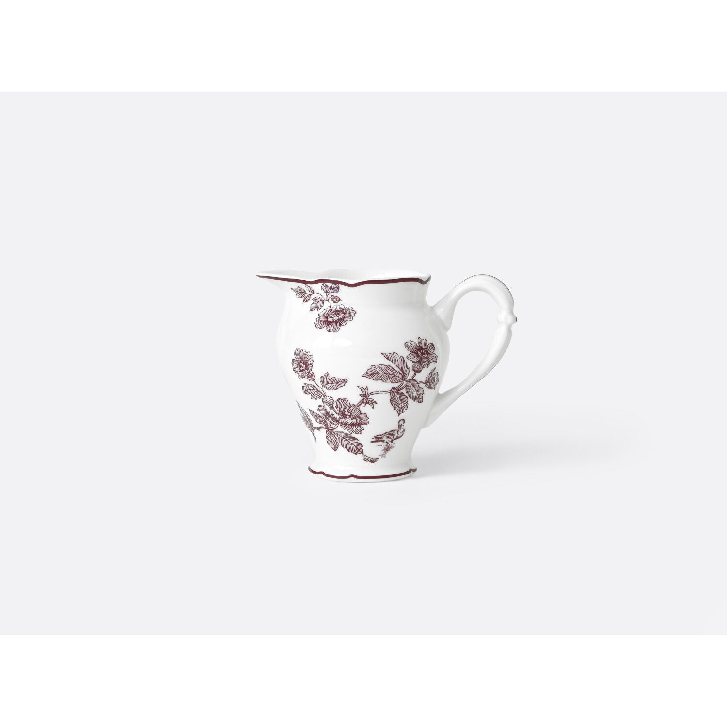 Bernardaud Creamer 3.4 oz Albertine Prune, Limoges porcelain, Albertine Plum collection, on a white background
