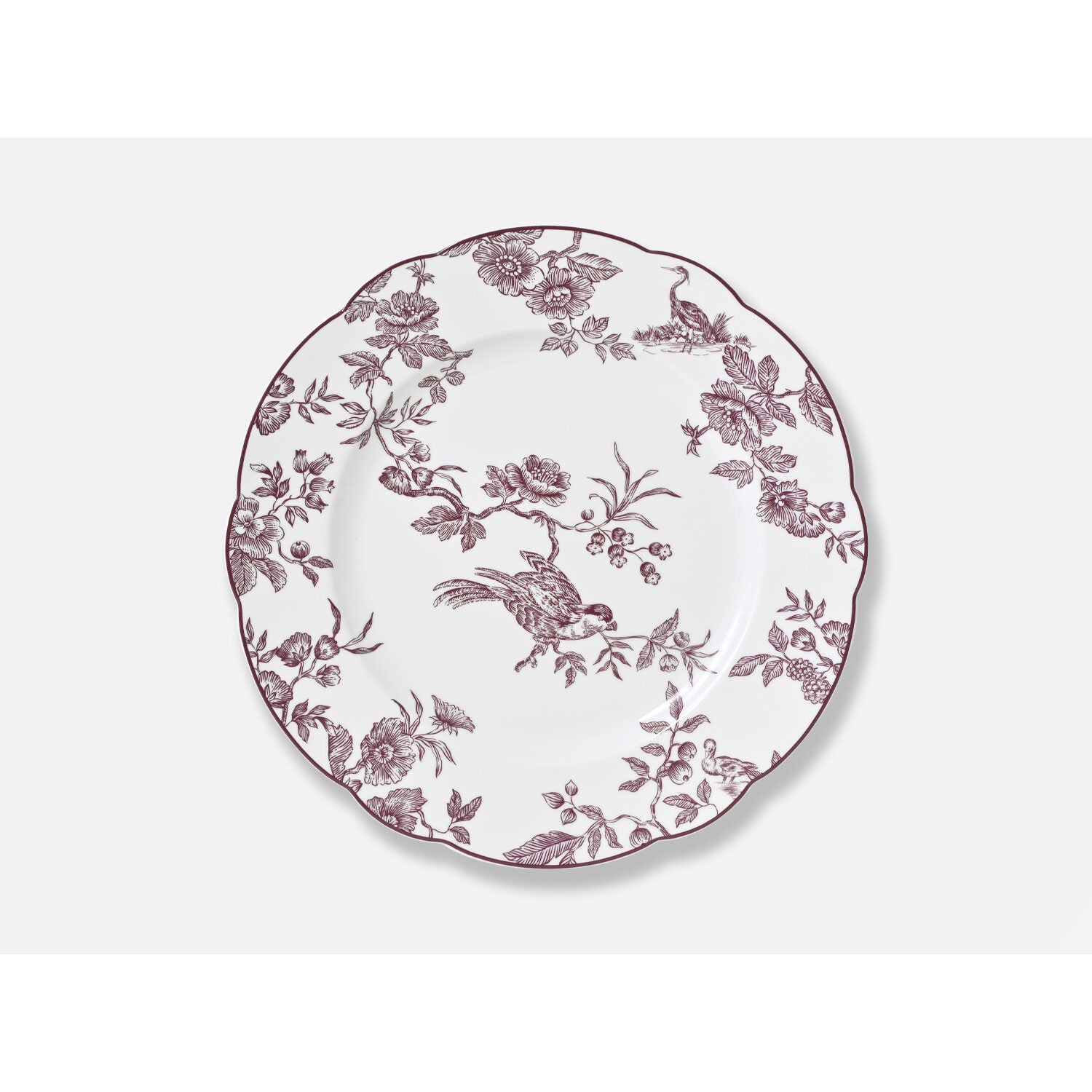 Bernardaud Dinner plate 10.5" Albertine Prune, Limoges porcelain, Albertine Plum collection, on a white background