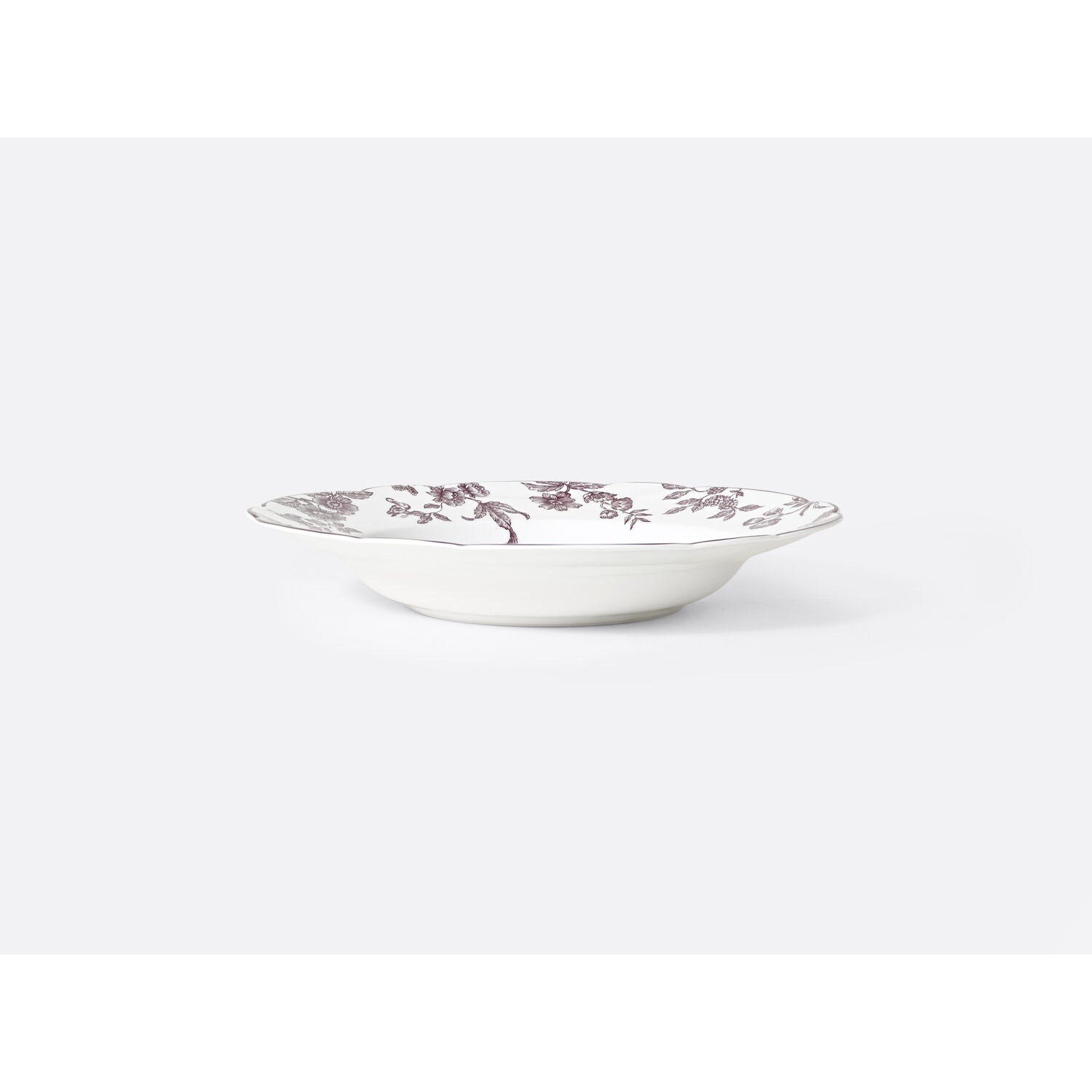 Bernardaud Rim soup 9" Albertine Prune, Limoges porcelain, Albertine Plum collection, detail view