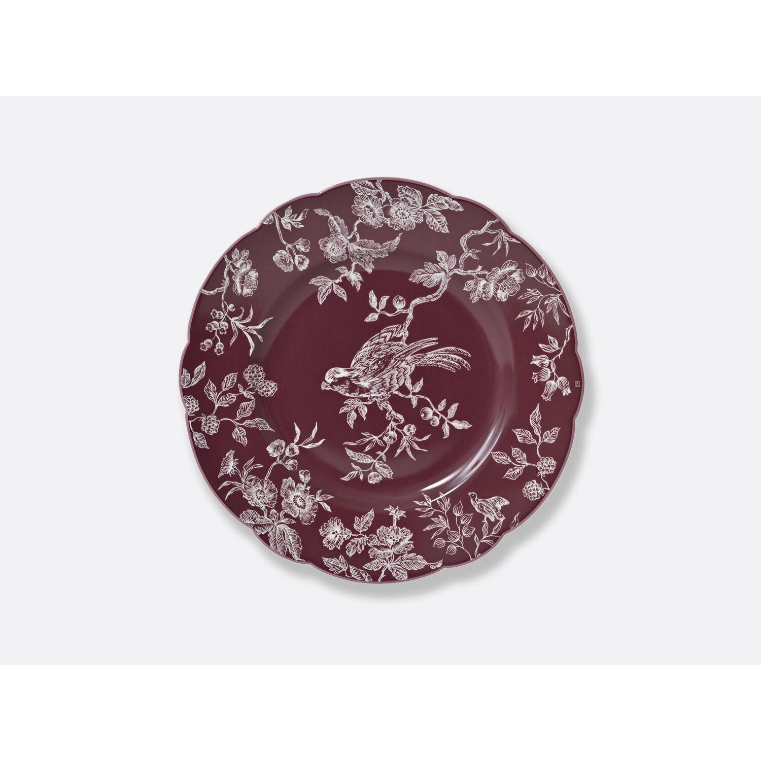 Bernardaud Salad plate 8.5" Colored background Albertine Prune, Limoges porcelain, Albertine Plum collection, on a white background