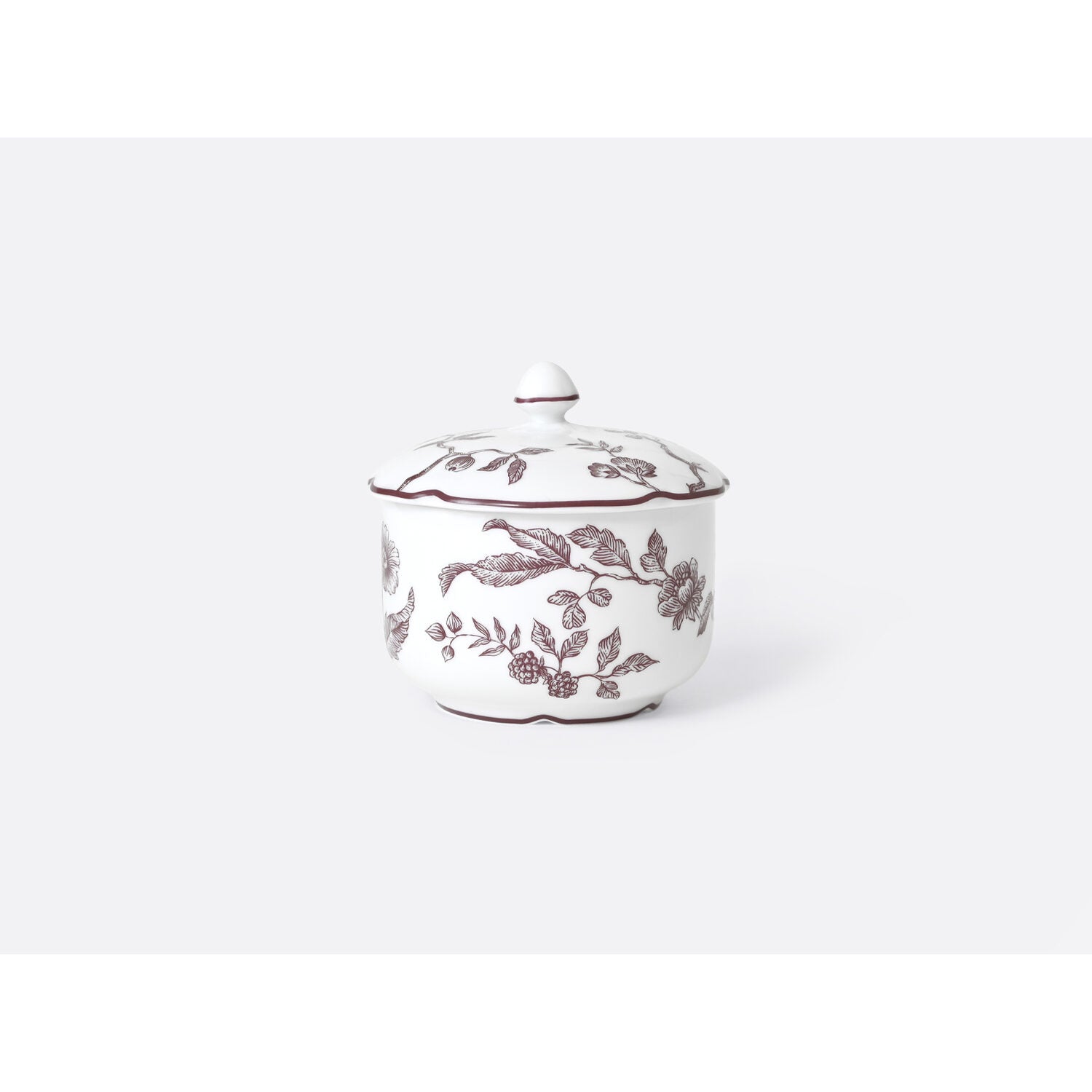 Bernardaud Sugar bowl 9 oz Albertine Prune, Limoges porcelain, Albertine Plum collection, on a white background