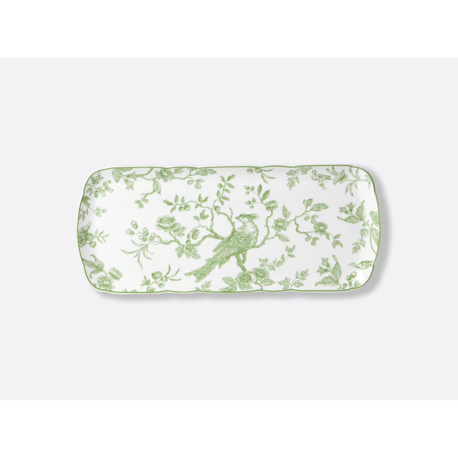 Bernardaud Rectangular cake platter 15", Limoges porcelain, Albertine collection, on a white background