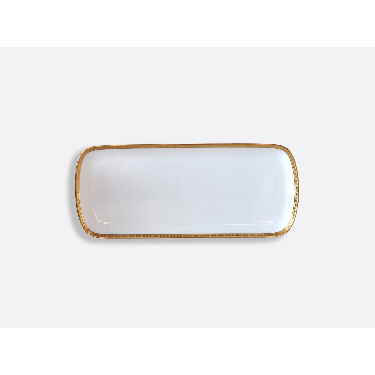 Bernardaud Cake platter rectangular 15", Limoges porcelain, Athéna Or collection, on a white background