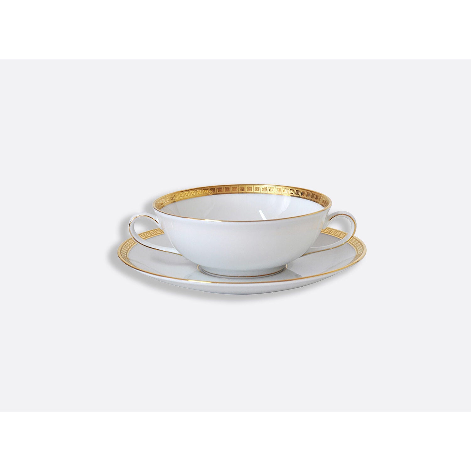 Bernardaud Cream cup and saucer 5", Limoges porcelain, Athéna Or collection, on a white background