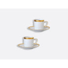 Bernardaud Set of espresso cups and saucers 3 oz, Limoges porcelain, Athéna Or collection, detail view
