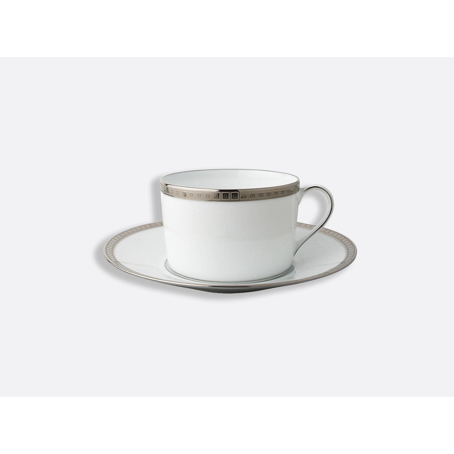 Bernardaud Breakfast cup & saucer 8.5 oz, Limoges porcelain, Athéna Platine collection, on a white background