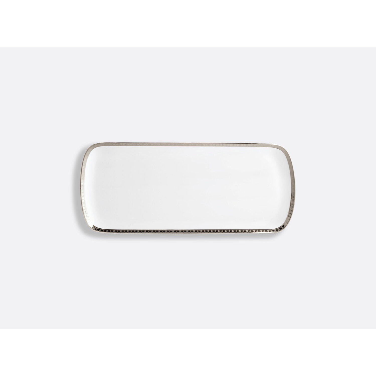 Bernardaud Cake platter rectangular 15", Limoges porcelain, Athéna Platine collection, on a white background