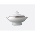 Bernardaud Covered vegetable 1qt, Limoges porcelain, Athéna Platine collection, on a white background