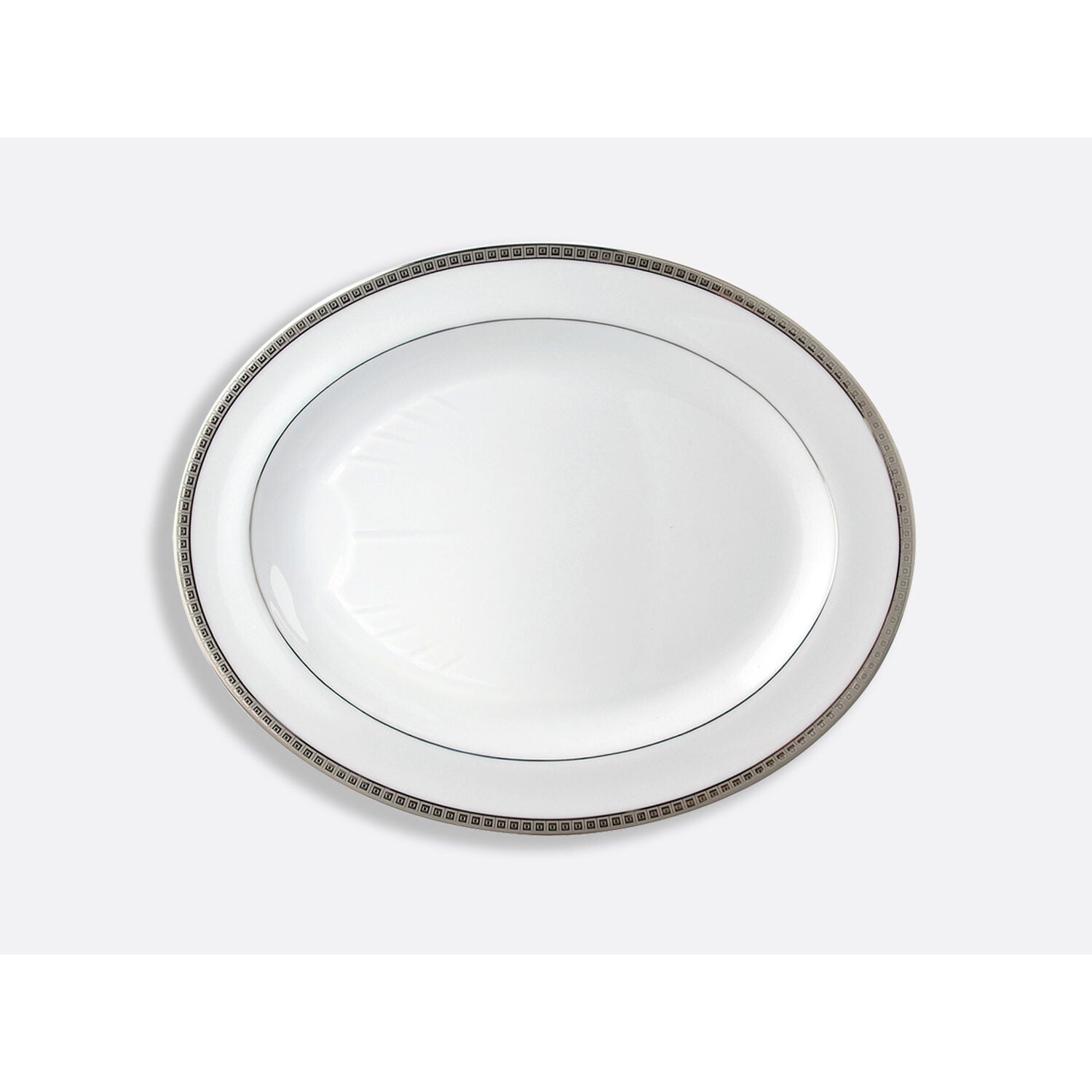 Bernardaud Oval platter 17", Limoges porcelain, Athéna Platine collection, on a white background