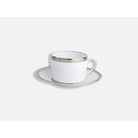 Bernardaud Tea cup and saucer gift box 5 oz, Limoges porcelain, Athéna Platine collection, detail view