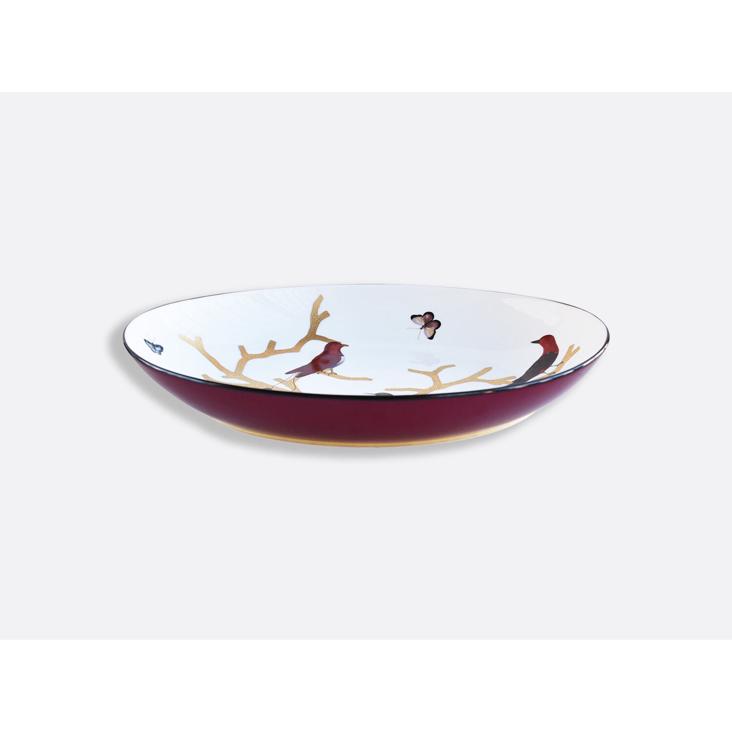 Bernardaud Coupe oval platter 16" x 11.4", Limoges porcelain, Aux Oiseaux collection, detail view