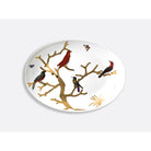 Bernardaud Coupe oval platter 16" x 11.4", Limoges porcelain, Aux Oiseaux collection, on a white background